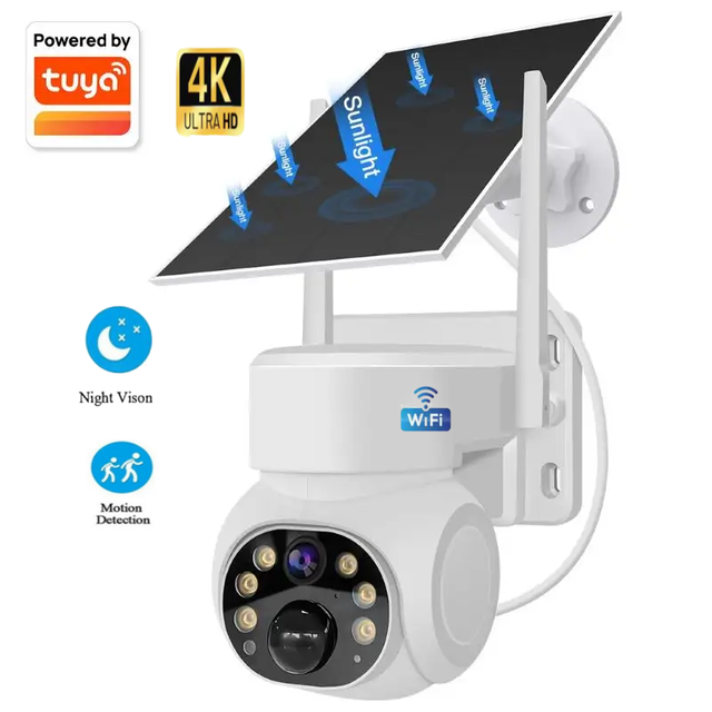 Outdoor Solar WIFI Wireless Camera PIR Detection Night Vision CMOS Sensor Memory Card Support Humanoid Detection Security Camera