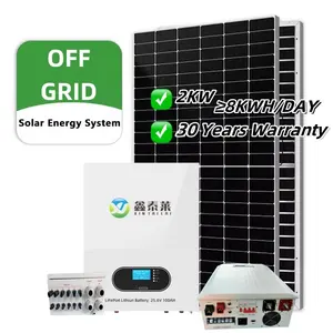 2kw Off Grid Zonnestelsel 2000W Complete Set Met Zonnepanelen Lithium Batterij Smart Inverter Solar Kit Beste Kwaliteit Hoge Veiligheid