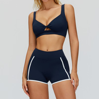 Ensemble de shorts de yoga à compression élevée avec logo personnalisé, soutien-gorge de sport à fort impact, ensemble de sport pour femmes grandes tailles, ensembles de yoga de fitness