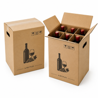 Boîte d'expédition en carton ondulé pour vin avec 6 séparateurs personnalisés, carton de protection robuste pour l'emballage des bouteilles