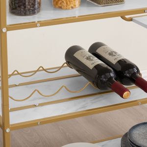 DB Retro Style 6-Tier Bar Cart with Slide Serving Features <b>Wine</b> Rack Glass Holder for Kitchen Beverage Serving Sets - Product Image 6