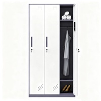 Meuble de rangement métallique à 2 portes pour bureau, avec miroir et tringle porte-vêtements, casier commercial pour salle de sport