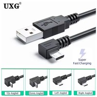 Cable USB Micro USB macho a USB macho de 5M 3M con ángulo de 90 grados hacia arriba, abajo, izquierda y derecha, conector de datos y carga de 2A, 25cm 50cm para Tablet 5ft