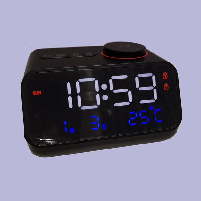Double USB Charging Ports Digital Led Desktop Music Sound Alarm Controlled FM Radio Clock