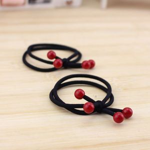 Élastique à cheveux en tissu tressé rouge pour femme, haute élasticité, style décontracté - Product Image 4