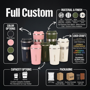 Copo Térmico de Aço Inoxidável com Tampa Flip e Gravação COFFEE, 5 Cores, Atacado, Logotipo Personalizado, OEM - Product Image 4