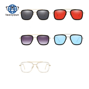 แว่นทรงเหลี่ยมแนววินเทจสำหรับการบิน,แว่นโลหะดอลนีย์ไอรอนแมนแว่นกันแดดโทนี่สตาร์คแว่นตา Edith จากแมงมุม - Product Image 4