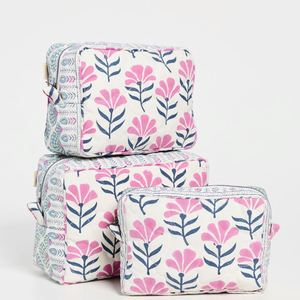 Bolsa de Maquillaje Portátil Ecológica de Lona Floral Acolchada Reutilizable con Cierre Personalizado para Organizar Cosméticos para Mujeres y Niñas Tallas S M L XL para Viaje - Product Image 1