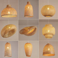 Lustre suspendu en rotin rond fait à la main, style nordique rétro, magnifique, bois de bambou, lampe à suspension LED pour île, station balnéaire