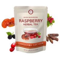 Thé en sachets aromatisé aux herbes, extrait de framboise et de champignon Reishi frais, vente chaude, 20 sachets en vrac, boîte de thé santé