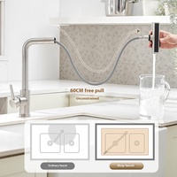 Robinet de cuisine moderne et contemporain à poignée unique, en acier inoxydable, finition noire, avec cartouche céramique et commande tactile intelligente