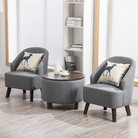 Fauteuil de salon sans accoudoirs en tissu et bois massif, exporté dans plus de 50 pays, modèle BTDC004, pour la maison ou le bureau
