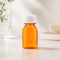 Botol Sampel Cairan PET Kotak Mini Oranye 60ml Bentuk Kompak untuk Perjalanan, Subkemasan Cairan Sirup Oral