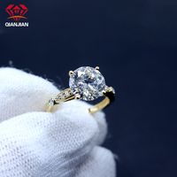 Bague de mariage solitaire vintage en or 18 carats plaqué platine avec diamant de laboratoire D VVS haut de gamme, 1ct 2ct 3ct, certifiée IGI