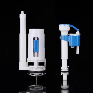 Kit complet de raccords pour réservoir de toilettes avec valve de chasse double et valve de remplissage, pièces de réparation <span class=keywords><strong>WC</strong></span> économiseuses d'eau avec bouton <span class=keywords><strong>poussoir</strong></span> supérieur - Product Image 1