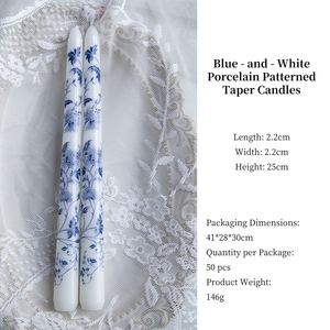 Elegant 25CM Blue <strong>White</strong> Porcelain Patterned <strong>Taper</strong> <strong>Candles</strong> Handmade 10 Inch Wedding <strong>Candles</strong> for Home Decoration Bars Christmas - Product Image 6