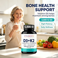 Superalimento para la Salud, Cápsulas de Vitamina D3 K2 5000 UI para Adultos, con Magnesio B6, Zinc y Quercetina, para Energía, Sistema Inmunitario y Salud Muscular