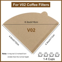 Envío Rápido, Papel de Filtro para Café V02, 2 #   Filtro de Café 100 Piezas/Paquete Sin Blanquear Ecológico Libre de PFAS Listo para Enviar