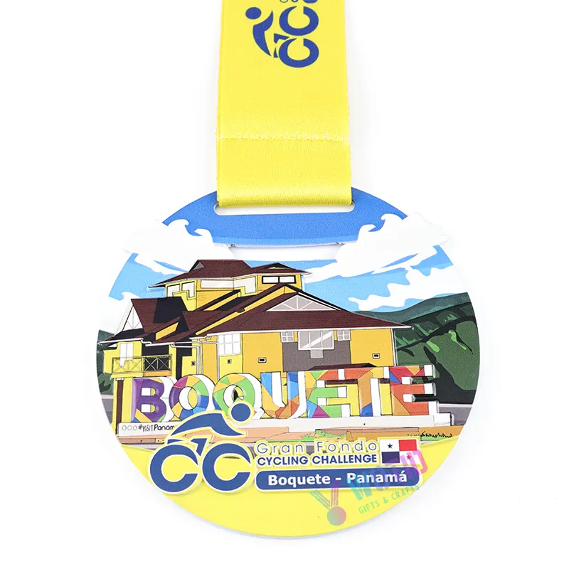 Medal Manufacturer Wholesale Zinc Alloy Metal UV Printing Sports Medals Custom 3D Bicycle Cycling Race Medals