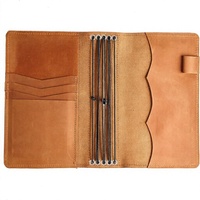 Couverture de carnet de voyage en cuir véritable A5 - Organiseur de journal rechargeable avec porte-stylo