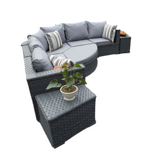 Juego de Sofás Ecológicos de 6 Plazas, Muebles Modernos de Ratán para Jardín, Sofá de <span class=keywords><strong>Exterior</strong></span> en Gris Marrón para Patio Trasero de Villa - Product Image 2