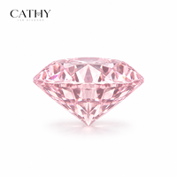 CATHY Diamant de laboratoire rond brillant rose vif fantaisie HPHT CVD, pierre lâche certifiée IGI, percée au laser, pour bijoux CA-LR01