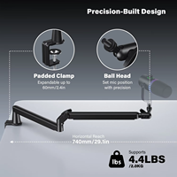 Support de microphone et support d'ordinateur en aluminium haut de gamme, réglable, rotatif à 360 degrés, bras articulé durable, gestion des câbles dissimulée
