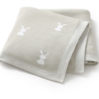 Couverture en coton tricotée pour bébé, motif lapin mignon, serviette de bain, tissu d'emmaillotage, couette pour bébé, couverture de poussette pour nourrissons