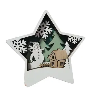 Nueva Navidad artesanías de madera decoración decoraciones para el hogar muñeco de nieve iluminación 3D