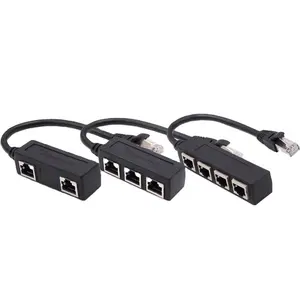 RJ45 pemisah LAN jaringan Ethernet, kabel ekstensi konektor adaptor RJ45 3 in 1 1 laki-laki ke 2/3 perempuan