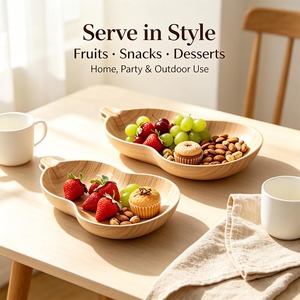 Plateau de service en mélamine imitation bois, incassable, pour fruits et collations, idéal pour la maison et les fêtes (sans dropshipping) - Product Image 1