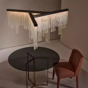 Modern Luxury Rectangle Chandelier <b>Led</b> <b>Lights</b> Remote Control White Multi Head For Dining Room - Product Image 4