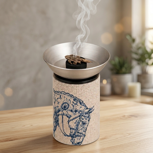 Quemador de Bakhoor de Madera con Cuerpo Cubierto de Tela y Cuenco Metálico, Porta Incienso Decorativo para Decoración del Hogar Árabe, Regalo para Mesa - Product Image 2