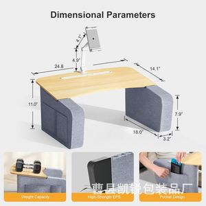 Bureau portable en bois massif avec accoudoirs pour lecture, travail, écriture et utilisation avec tablette sur canapé - Product Image 4