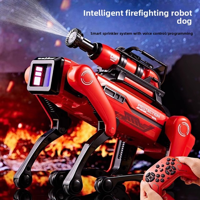 Remote-Controlled Bionic Dog Robot AI Programming Water Spraying Function Fire-Fighting Educational Toy for Ages 8+ (ABS)