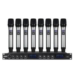 Microphone Biner DF208 Professional 8 Channels UHF Wireless Microphone For Conference Room