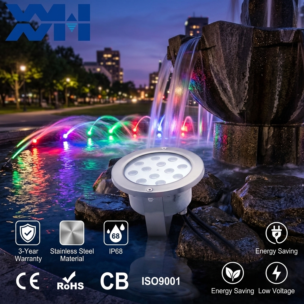 Outdoor Landscape IP68 Submersible Stainless Steel Corrosion-Resistant Programmable RGBW 12V Fountain Led Underwater Pool Light