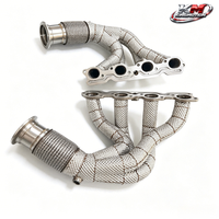 Collecteurs d'échappement en acier inoxydable SS304 KM OEM avec bouclier thermique pour Ferrari 458 4.5L V8 2011-2016, fixation directe par boulons