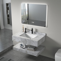Lavabo mural en pierre frittée pour hôtels à deux couches de 120cm avec double lavabo et miroir