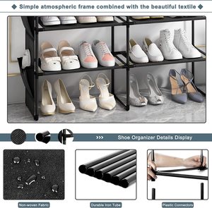 <b>Large</b> <b>Storage</b> Metal <b>Shoe</b> Rack with Removable Side Pockets Entryway Bedroom Hallway Organizer for Heels and <b>Shoes</b> <b>Shoe</b> <b>Cabinet</b> - Product Image 3