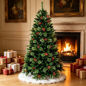 <span class=keywords><strong>Sapin</strong></span> de Noël décoratif haute densité de <span class=keywords><strong>120</strong></span> <span class=keywords><strong>cm</strong></span> avec aiguilles de pin PE à pointe effilée, cônes de pin et baies rouges mélangés - Product Image 3