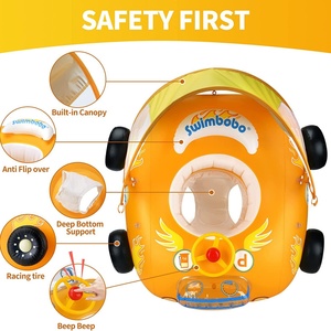 Flotador Inflable para Bebés con Forma de Auto, con Toldo Ajustable y Asiento de Seguridad, Juguetes para Piscina para Niños de 1 a 4 Años - Product Image 6