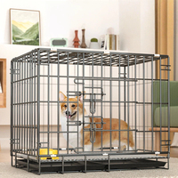 Cage pliable pour chien, cage métallique pour animaux de compagnie, pour petits chiens, usage intérieur, résistante aux morsures, anti-rouille, avec plateau, transporteur pour voiture