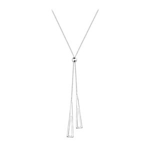 Collier simple et tendance pour femmes avec pendentif en forme de Y, triangle creux géométrique et pompon, chaînes en gros pour filles - Product Image 6