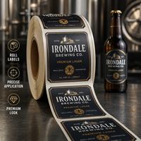 Étiquette de bière BOPP haute transparence, aspect sans étiquette, brillante, imperméable, pour bouteille de bière en verre, impression personnalisée