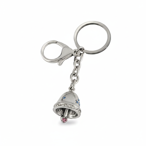 Portachiavi a campana in cristallo color argento con strass e ciondolo a cuore per donne e ragazze - Product Image 2