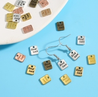 Accessoires de bijoux en alliage DIY - Plaque nominative carrée porte-bonheur - Pendentif pour bracelet, collier, porte-clés, pièce à suspendre
