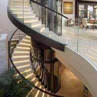 Escalier en colimaçon de luxe avec détails en fer forgé et éclairage LED pour projets de design d'intérieur moderne