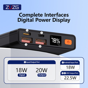 ZUZG Precio al por Mayor OEM 10000mAh PD20W+QC22.5 Banco de Energía de Carga Rápida Bidireccional con Pantalla Digital Inteligente - Product Image 3
