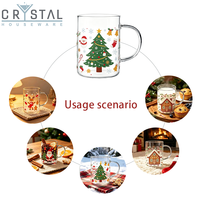 Mug en verre transparent de Noël avec poignée |   Motif Père Noël et Bonhomme de neige |   Cadeau de Noël pour les amateurs de café et la décoration intérieure